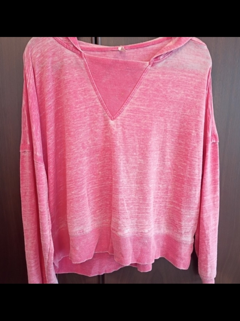 We The Free Washed Pink V-Neck Pullover Hoodie